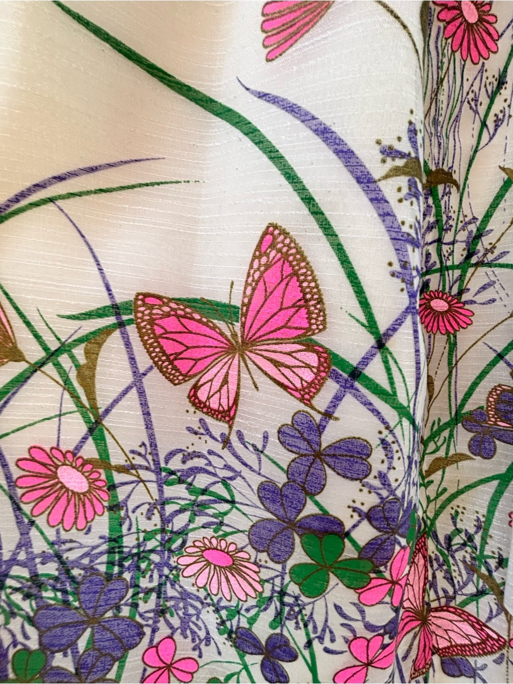 Vintage 70s Alfred Shaheen Butterfly Botanical Shirt Dress - Picture 2 of 13